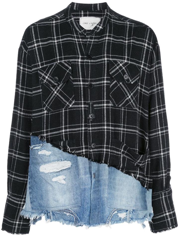 Greg Lauren Contrast Check-print Shirt - Black