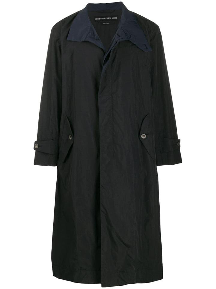 Issey Miyake Men Oversized Trench Coat - Blue