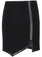 Mugler Asymmetric Hem Skirt, Women's, Size: 38, Black, Virgin Wool/calf Leather