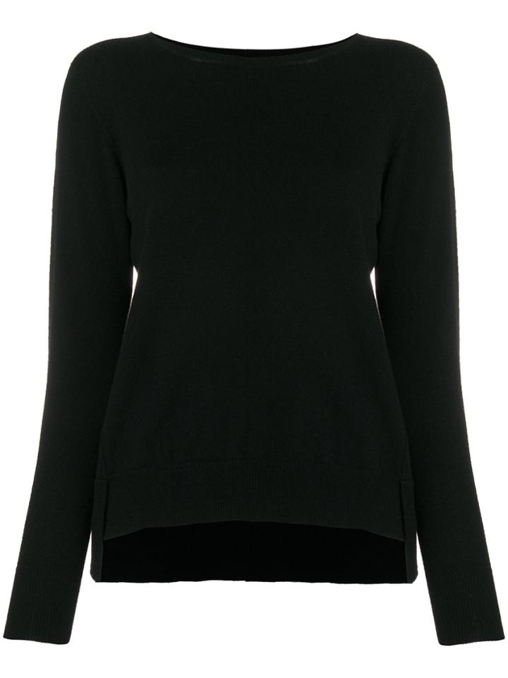 Agnona Crew Neck Uneven Hem Sweater - Black