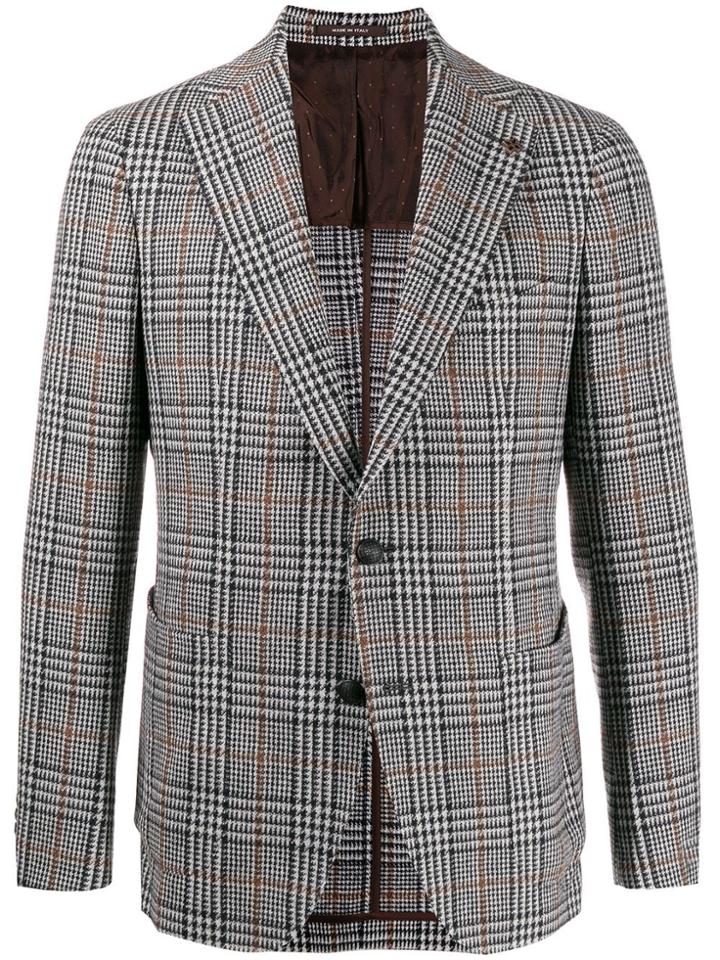Tagliatore Check Print Blazer - Grey