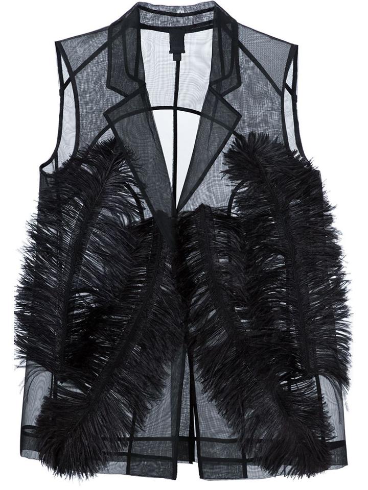 Vera Wang Ostrich Feather Sheer Waistcoat