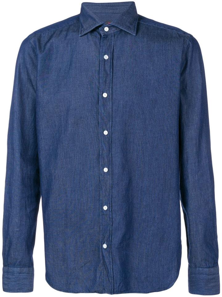 Mp Massimo Piombo Denim Button Down Shirt - Blue