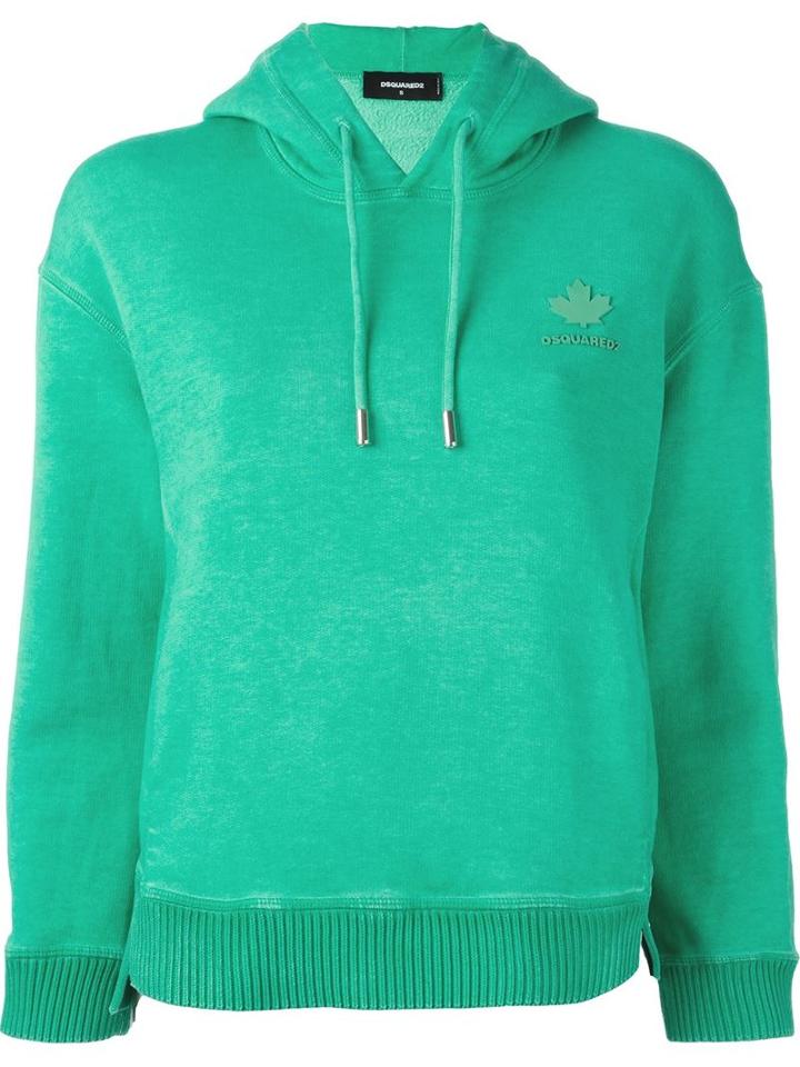 Dsquared2 Logo Appliqué Hoodie, Women's, Size: S, Green, Cotton