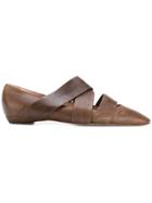 Marni Vintage Strappy Pointed Ballerinas - Brown