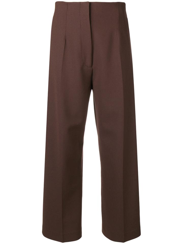 Jacquemus Cropped High-waisted Trousers - Brown