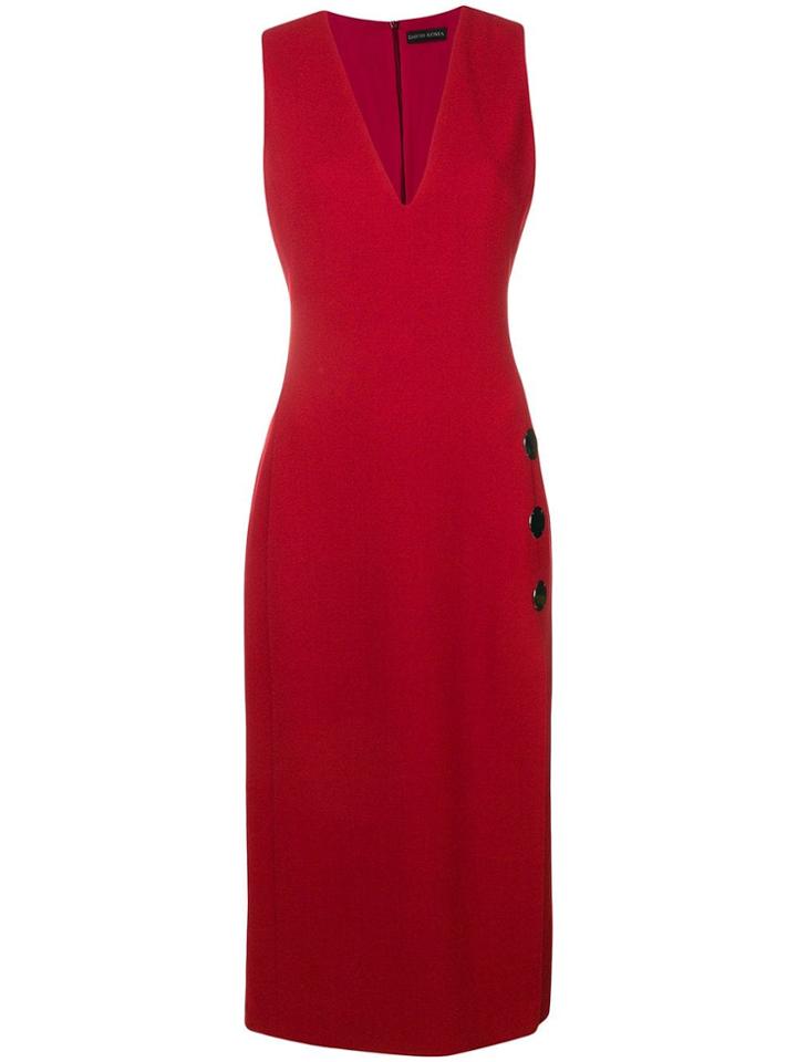 David Koma Side Slit V-neck Dress - Red