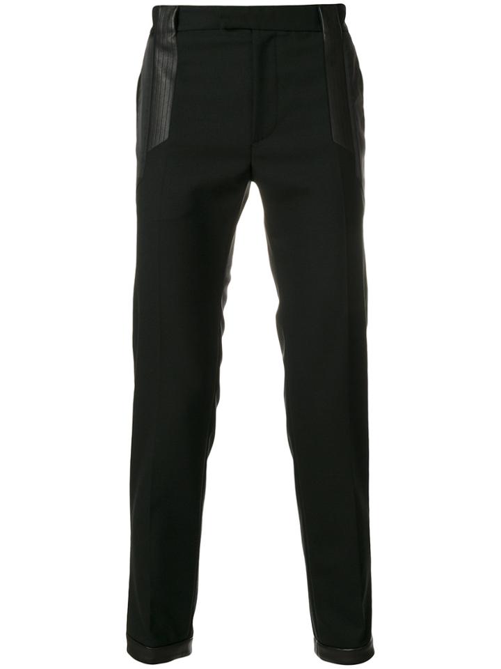 Les Hommes Leather Appliqué Cropped Trousers - Black