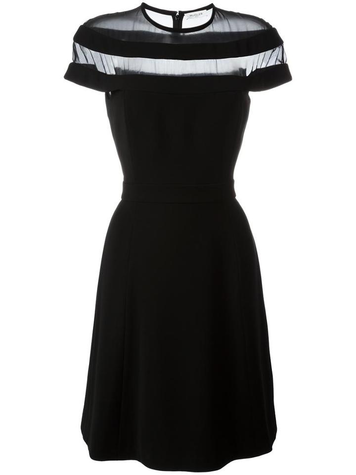 Mugler Sheer Panel Dress, Women's, Size: 38, Black, Polyester/viscose