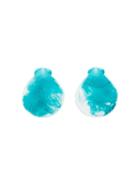 Dinosaur Designs Resin Fan Shell Earrings - Blue