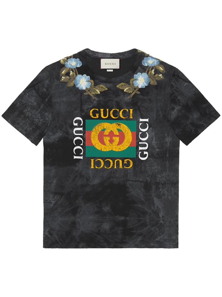 Gucci Cotton Tie-dye T-shirt With Gucci Logo - Black