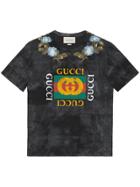 Gucci Cotton Tie-dye T-shirt With Gucci Logo - Black
