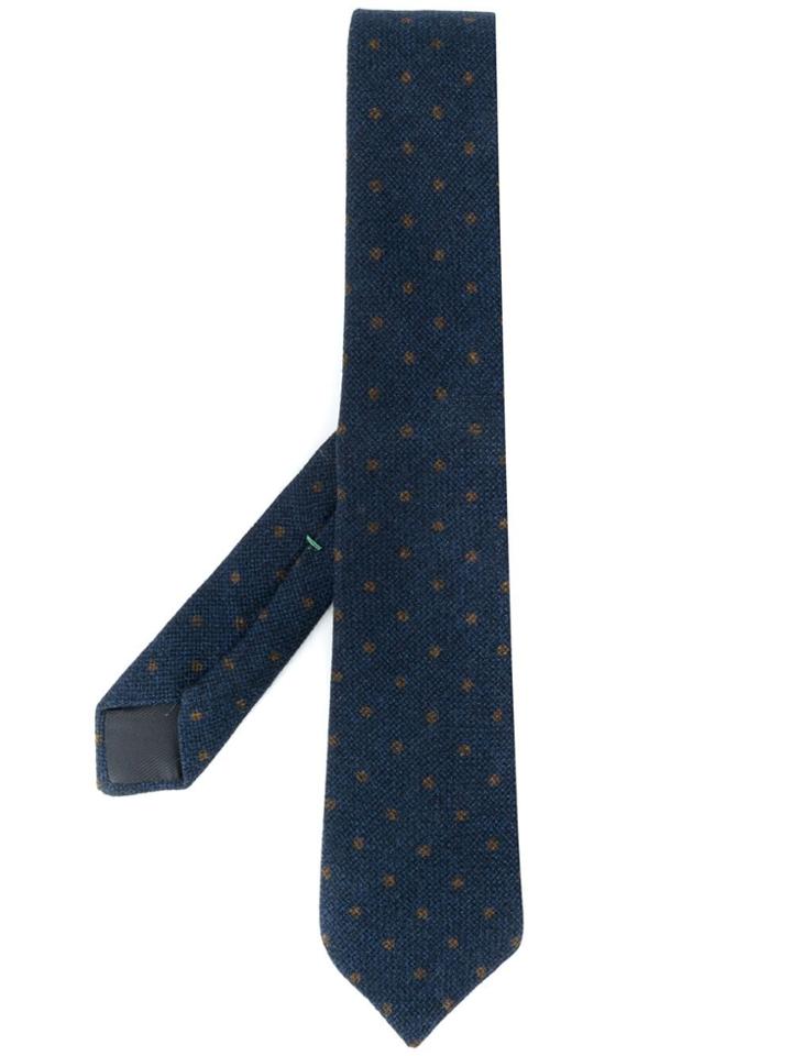 Borrelli Polka Dot Print Tie - Blue