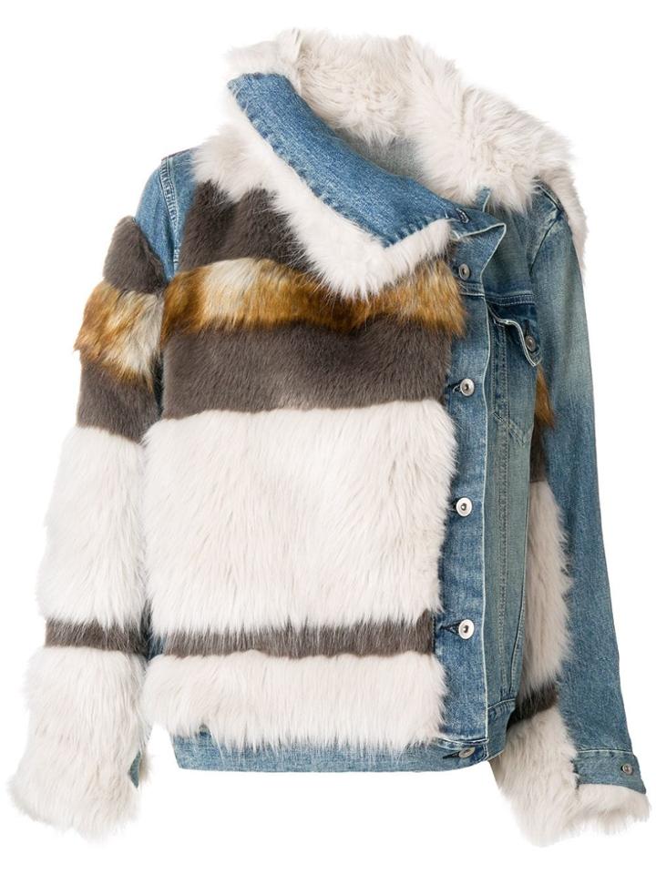 Sacai Denim Faux Fur Jacket - Blue