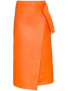 Joseph Geometric Midi Wrap Lambskin Skirt - Orange