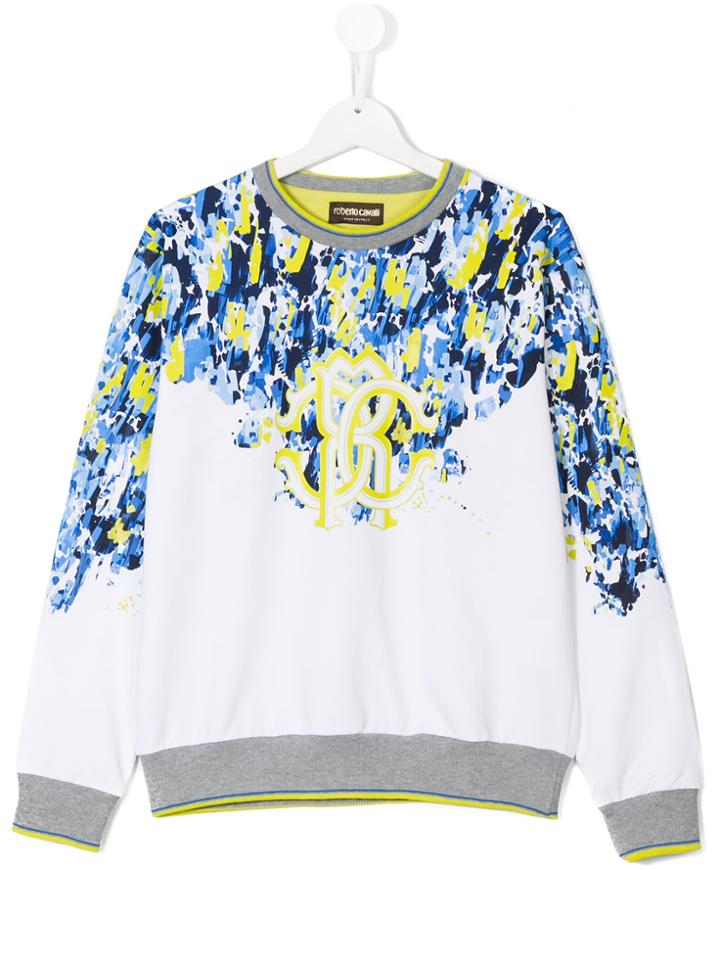 Roberto Cavalli Kids Painterly Print Sweater - White