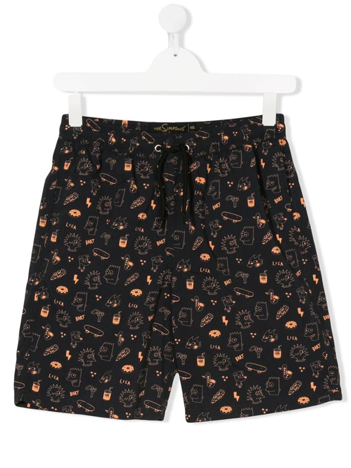 Finger In The Nose The Simpsons Print Shorts - Black