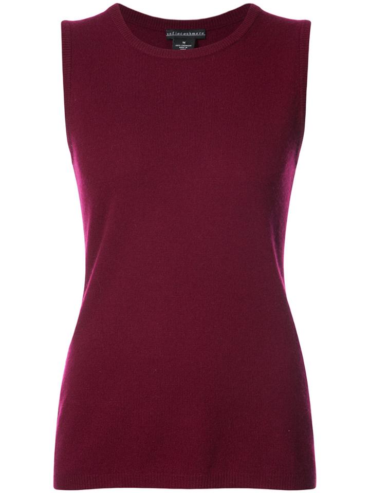 Sofia Cashmere Crew Neck Sweater Vest - Pink & Purple