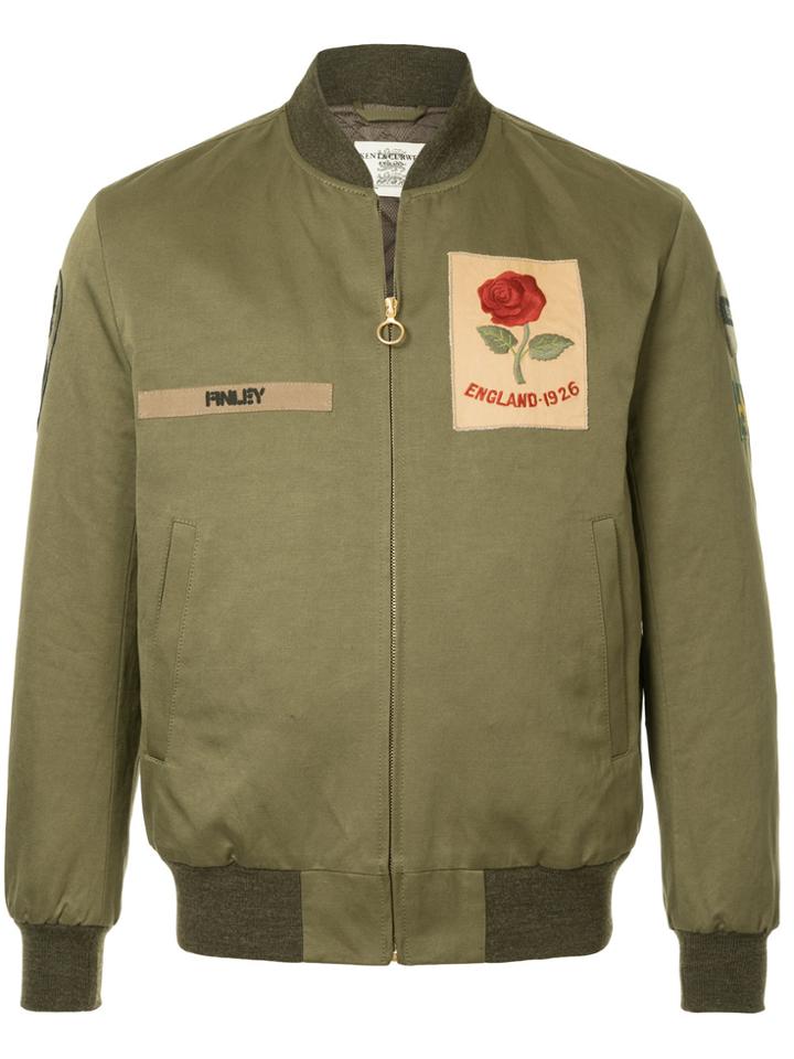Kent & Curwen Logo Patch Bomber Jacket - Green