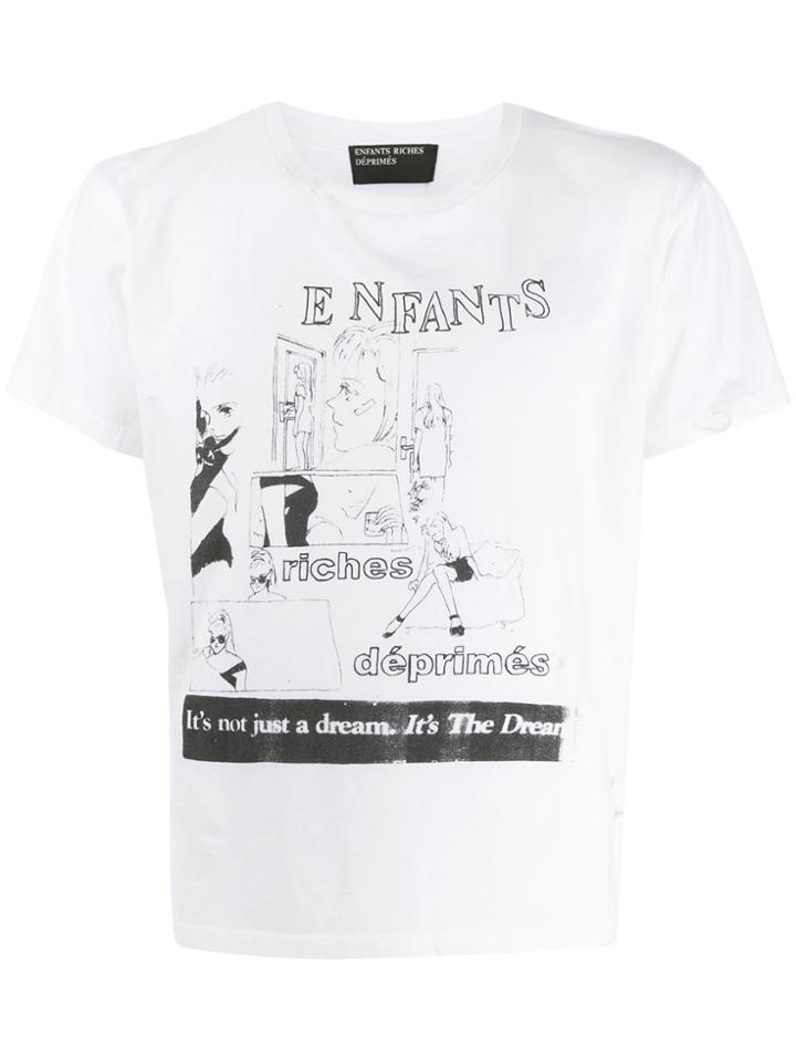 Enfants Riches Déprimés Cropped Graphic Print T-shirt - White