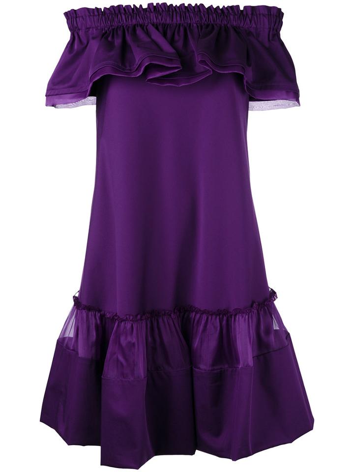 Alberta Ferretti - Abito Off-shoulder Dress - Women - Cotton/other Fibers/silk - 40, Pink/purple, Cotton/other Fibers/silk