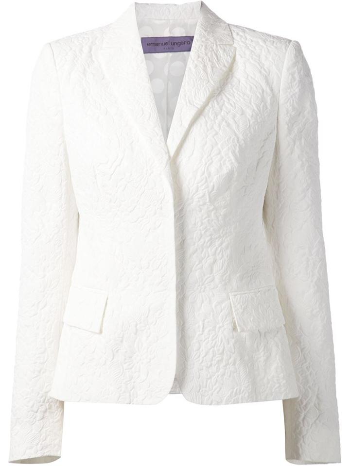 Emanuel Ungaro Floral Jacquard Blazer, Women's, Size: 46, White, Cotton/other Fibres