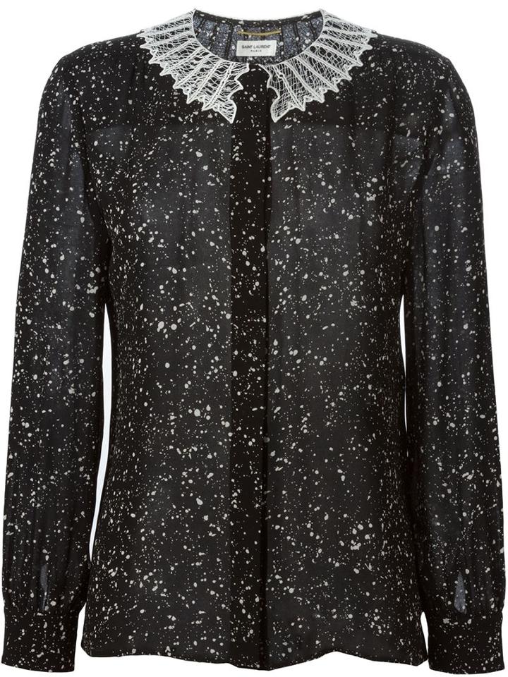 Saint Laurent 'school Girl' Blouse, Size: 42, Black, Viscose