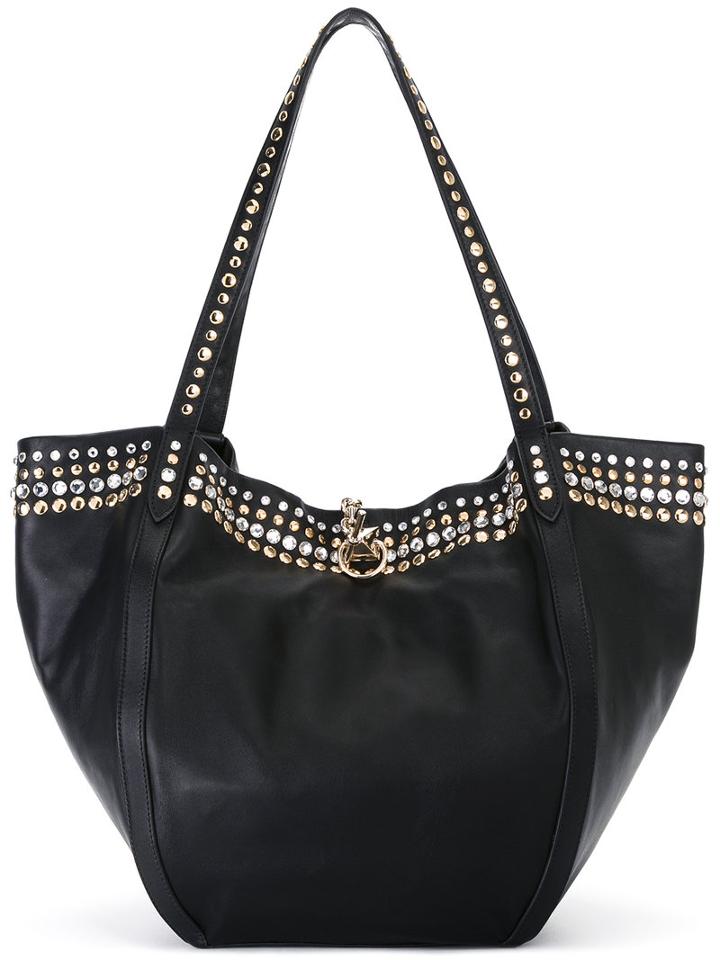 Sonia Rykiel Studded Shoulder Strap Tote, Women's, Black, Sheep Skin/shearling/acrylic/cotton