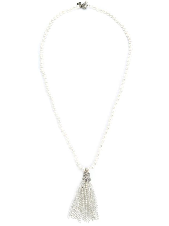 Oscar De La Renta Bead Fringe Tassel Necklace