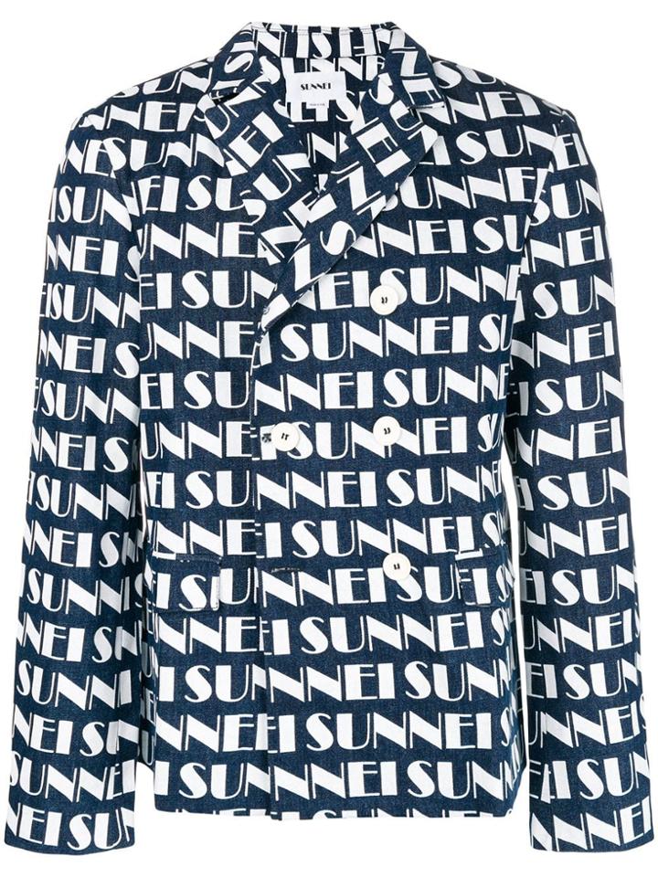 Sunnei Double Button Logo Jacket - Blue
