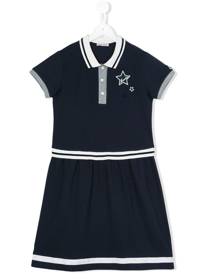 Moncler Kids - Contrast Collar Polo Dress - Kids - Cotton/spandex/elastane - 14 Yrs, Blue