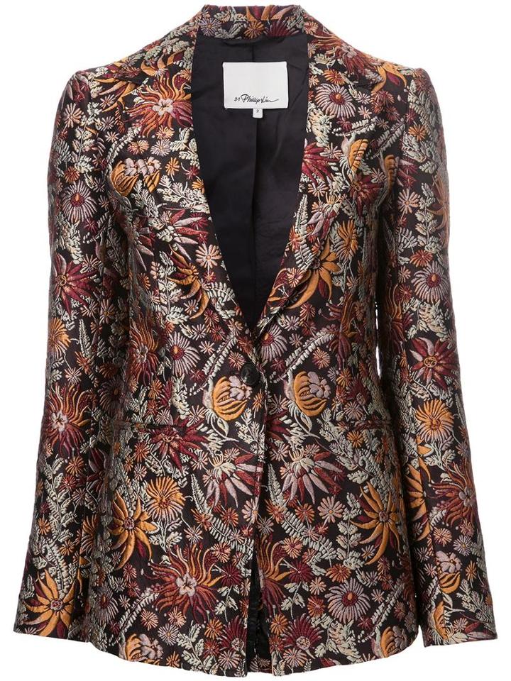 3.1 Phillip Lim Floral Cloqué Blazer, Women's, Size: 4, Brown, Silk/polyamide/polyester