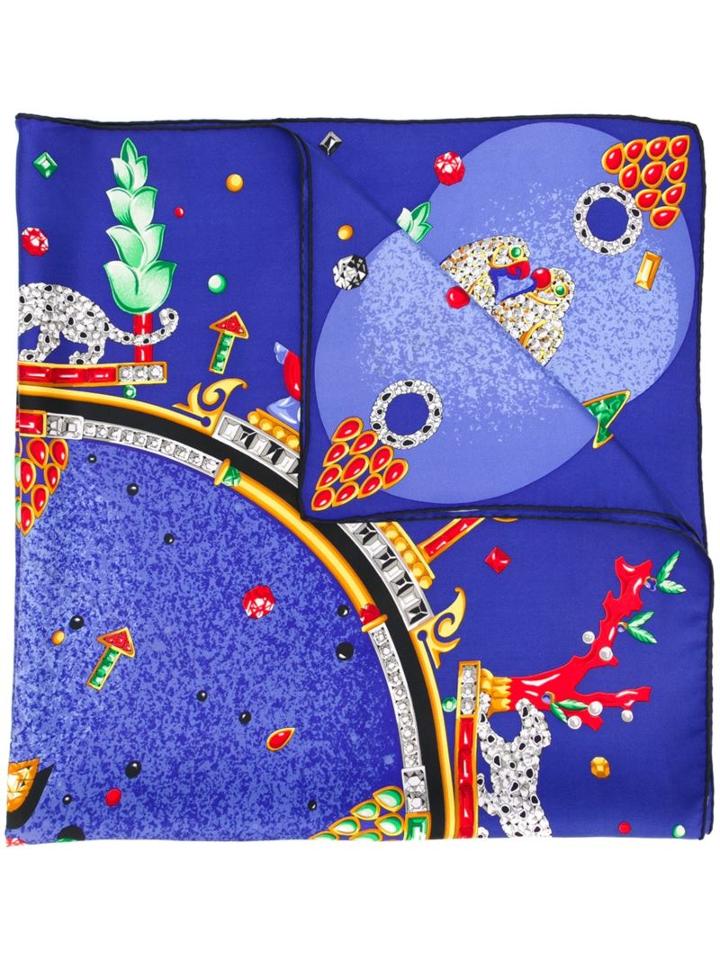 Cartier Vintage 'parrots Treasure' Scarf, Women's, Blue