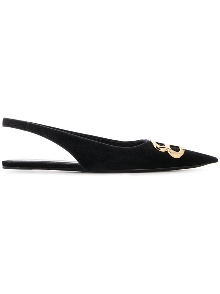 Balenciaga Bb Slingback Flats - Black