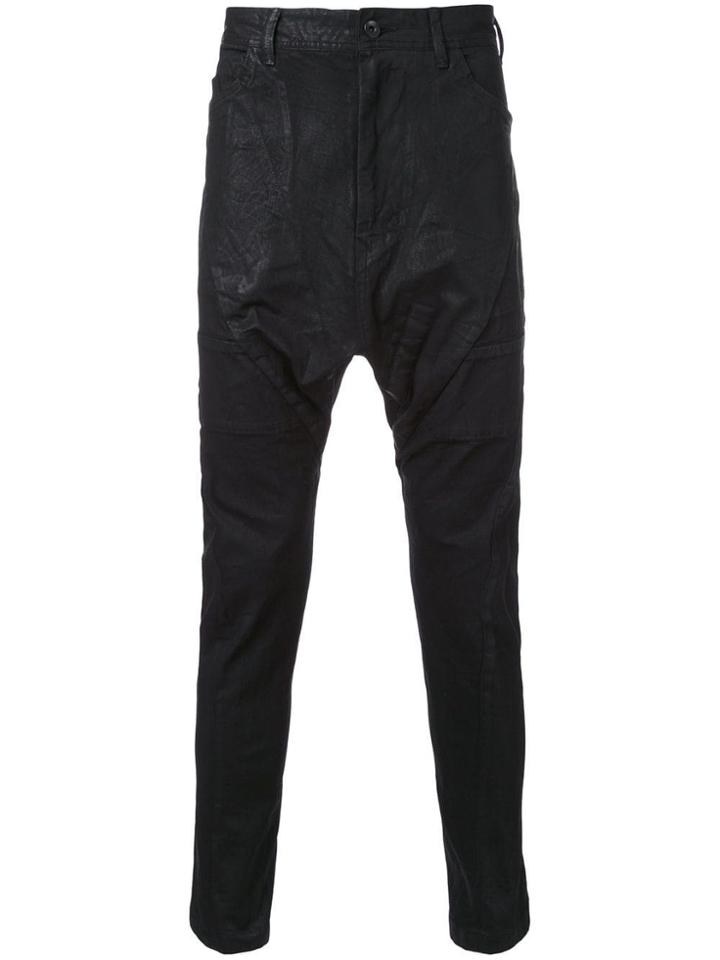 Julius Drop-crotch Coated Jeans - Black
