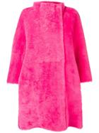 Lanvin Fur Cocoon Coat - Pink & Purple