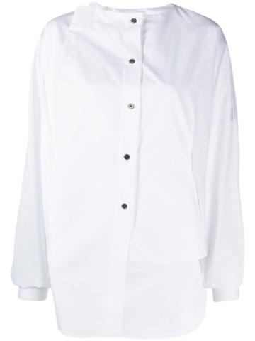 Ji Oh Collarless Shirt - White