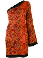 Balmain One-shoulder Snake Print Dress, Women's, Size: 38, Yellow/orange, Viscose