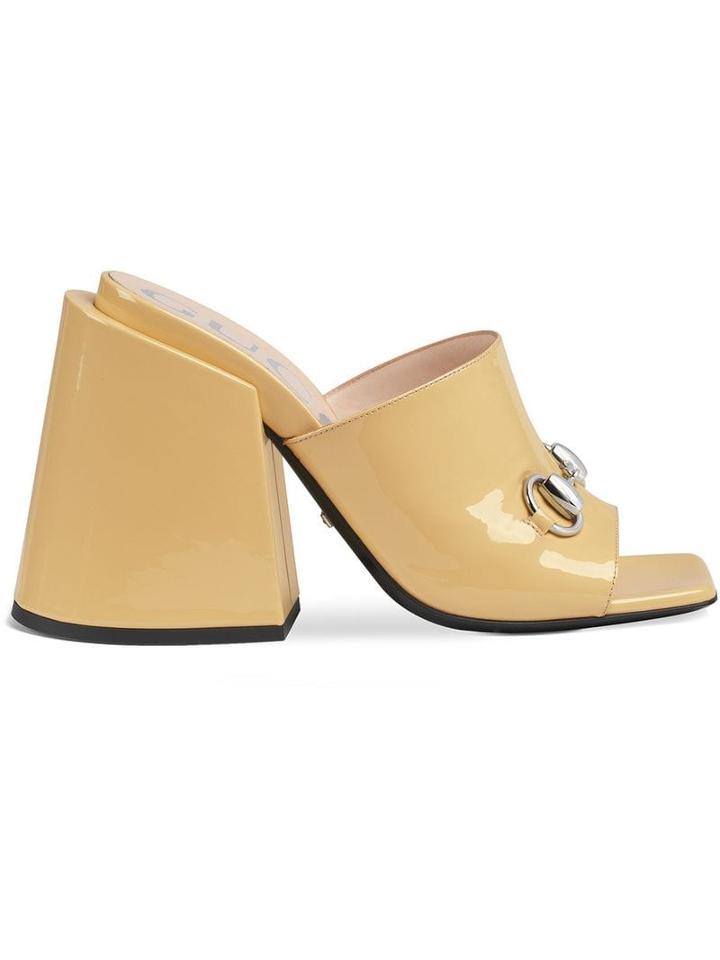 Gucci Patent Leather High-heel Slides - Neutrals