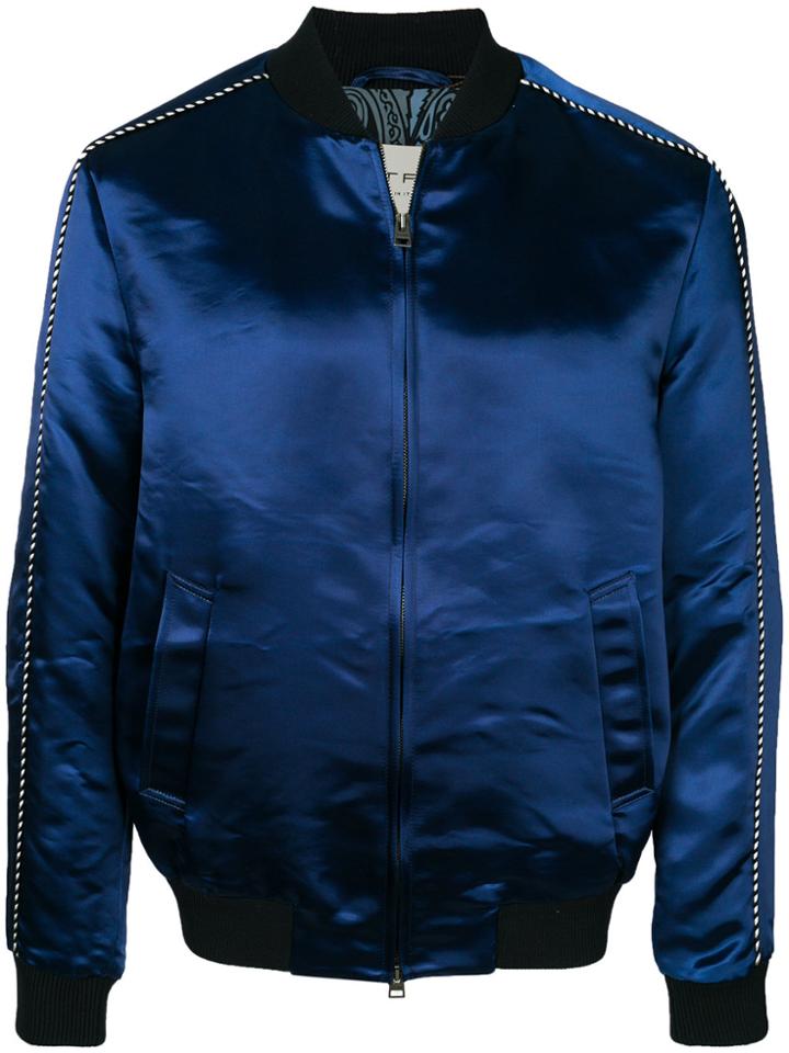 Etro Frog Embroidered Bomber Jacket - Blue