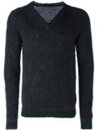 Roberto Collina V-neck Jumper, Men's, Size: 50, Grey, Nylon/mohair/wool