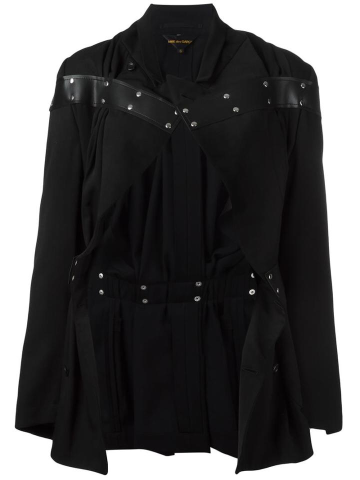 Comme Des Garçons Studded Detailing Fitted Jacket, Women's, Size: Small, Black, Wool/artificial Leather/cupro