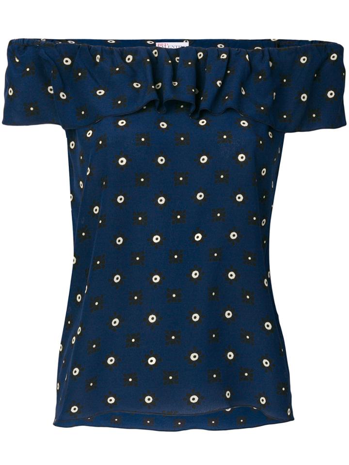Red Valentino Floral Off-the-shoulder Blouse - Blue