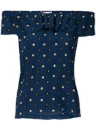 Red Valentino Floral Off-the-shoulder Blouse - Blue