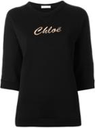 Chloé Logo Sweatshirt, Women's, Size: 34, Black, Cotton