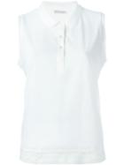 Moncler Sleeveless Polo Shirt, Women's, Size: S, White, Cotton/polyamide