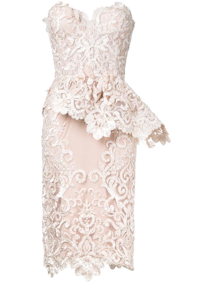 Nedret Taciroglu Couture - Lace-embroidered Dress - Women - Silk - 38, Nude/neutrals, Silk
