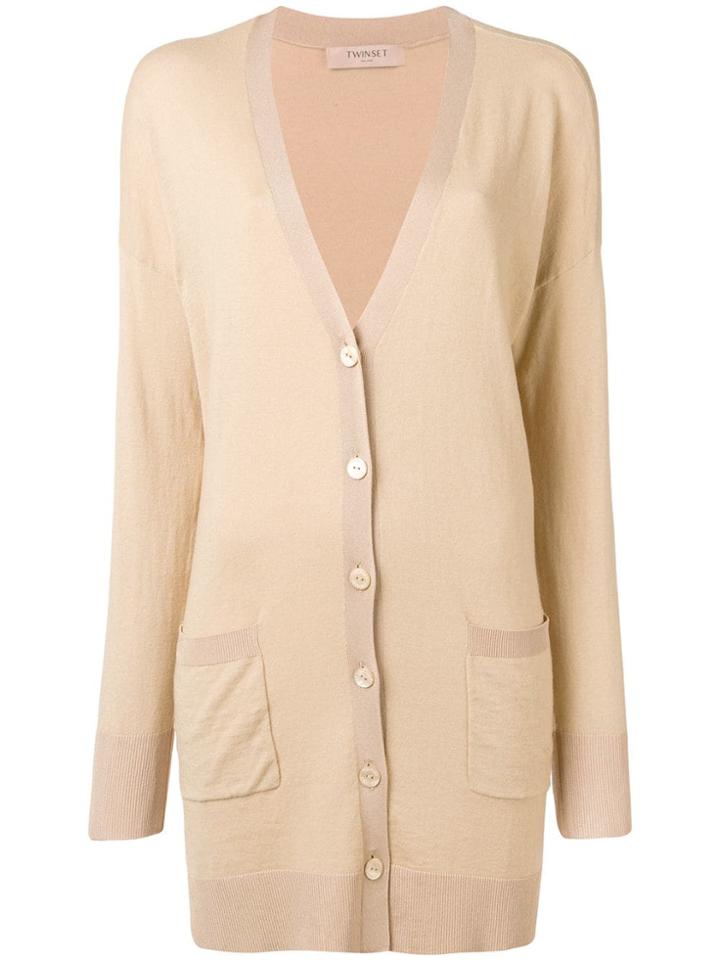 Twin-set Fine Knit Longline Cardigan - Brown