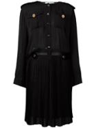 Givenchy Pleated Skirt Shirt Dress, Women's, Size: 40, Black, Silk/wool/viscose