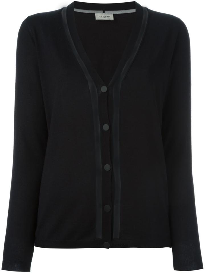 Lanvin Transparent Panel Cardigan, Women's, Size: Small, Black, Silk/polyamide/spandex/elastane/cashmere